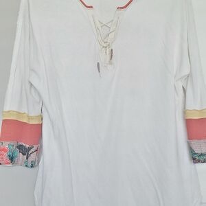 Free People White Tunic with Fun Patchwork Accents